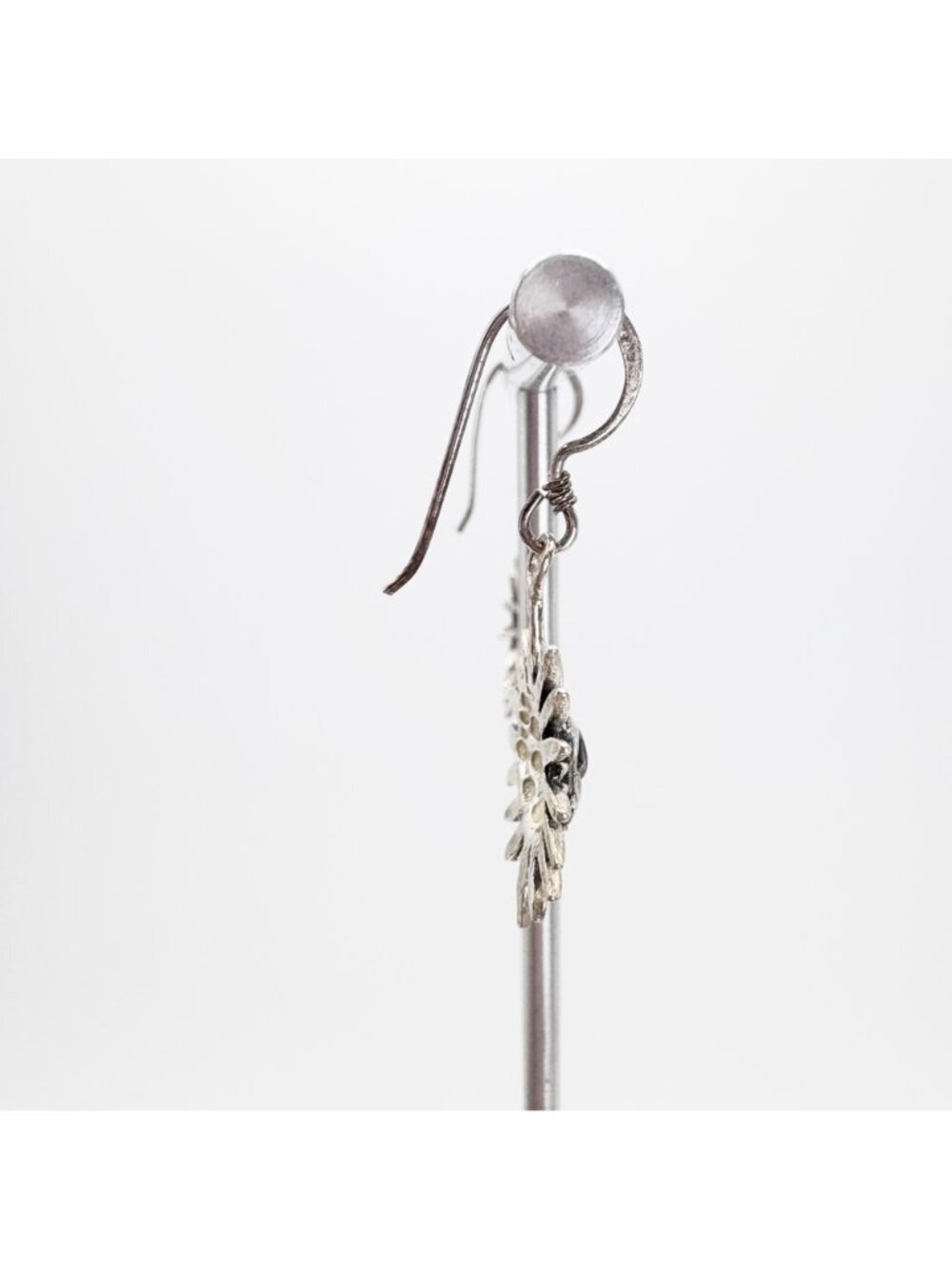 Smiling Sun Design Sterling Silver 925 Dangle Earrings Size 1.25" Length - Picture 3 of 9